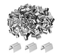 M METERXITY 100-Pack Fold Over Crimp End Caps, 0.4 x 0.2in/ 11 x 6mm Crimp Fasteners Ribbon Ends with Clamps for Jewelry Making/Leather Decor/DIY/Bracelets, Belt Buckle End Tip [Silver]