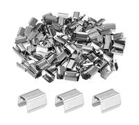 M METERXITY 100-Pack Fold Over Crimp End Caps, 0.6 x 0.3in/ 15 x 8mm Crimp Fasteners Ribbon Ends with Clamps for Jewelry Making/Leather Decor/DIY/Bracelets, Belt Buckle End Tip [Silver]