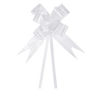 M METERXITY 100 Pack Gift Pull Bows - Basket Gift Wrap Bow Rose Pattern Christmas Bows Gifts Bow Bulk Apply to Birthday Party (3.3inch White)