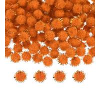 M METERXITY 100-Pack Glitter Pom Pom Balls, 0.6 in/1.5 cm Mini Tinsel Sparkle Balls for Arts/DIY Crafts/Party Decoration/Christmas/Cat, Soft Assorted Puff Ball [Orange-Red]