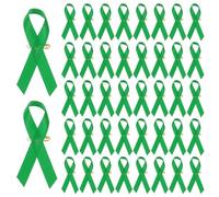 M METERXITY 100-Pack Green Awareness Ribbons, Satin Ribbon with Safety Pins for Charity Public/Social Event/Party/Clothing Decoration, Hope Faith Awareness Lapel Brooch
