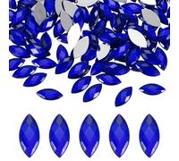 M METERXITY 100-Pack Horse Eye Rhinestone, 15x7mm Acrylic Flat Back Rhinestones Stickers for DIY Craft/Jewelry, Crystal Gems Sticker [Dark Blue]