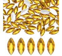 M METERXITY 100-Pack Horse Eye Rhinestone, 20x9mm Acrylic Flat Back Rhinestones Stickers for DIY Craft/Jewelry, Crystal Gems Sticker [Yellow]