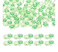 M METERXITY 100-Pack Luminous Mini Resin Turtles, 0.91" Glow in the Dark Tiny Sea Turtle for Fairy Garden/Micro Landscaping/Dollhouse, Cute Miniature Ocean Animal Figurine to Hide [Green]