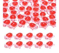 M METERXITY 100-Pack Luminous Mini Resin Turtles, 3.39" Glow in the Dark Tiny Sea Turtle for Fairy Garden/Micro Landscaping/Dollhouse, Cute Miniature Ocean Animal Figurine to Hide [Red]