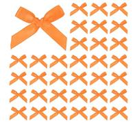 M METERXITY 100-Pack Mini Craft Ribbon Bow 1.6x1 Inch Checkered Fabric Satin Ribbon Bows Boutique for Craft DIY/Treat Bags/Hair Bow Sewing/Wedding/Party/Christmas [Orange]
