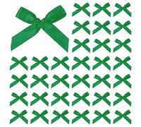 M METERXITY 100-Pack Mini Craft Ribbon Bow 1.6x1 Inch Checkered Fabric Satin Ribbon Bows Boutique for Craft DIY/Treat Bags/Hair Bow Sewing/Wedding/Party/Christmas [Dark Green]