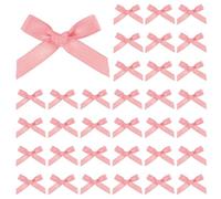 M METERXITY 100-Pack Mini Craft Ribbon Bow 1.6x1 Inch Checkered Fabric Satin Ribbon Bows Boutique for Craft DIY/Treat Bags/Hair Bow Sewing/Wedding/Party/Christmas [Medium Pink]