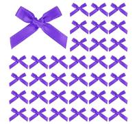 M METERXITY 100-Pack Mini Craft Ribbon Bow 1.6x1 Inch Checkered Fabric Satin Ribbon Bows Boutique for Craft DIY/Treat Bags/Hair Bow Sewing/Wedding/Party/Christmas [Dark Purple]