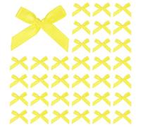 M METERXITY 100-Pack Mini Craft Ribbon Bow 1.6x1 Inch Checkered Fabric Satin Ribbon Bows Boutique for Craft DIY/Treat Bags/Hair Bow Sewing/Wedding/Party/Christmas [Bright Yellow]