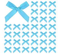 M METERXITY 100-Pack Mini Craft Ribbon Bow 1.6x1 Inch Checkered Fabric Satin Ribbon Bows Boutique for Craft DIY/Treat Bags/Hair Bow Sewing/Wedding/Party/Christmas [Turquoise Blue]