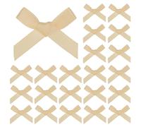 M METERXITY 100-Pack Mini Craft Ribbon Bow,1x1.6 Inch Checkered Fabric Satin Ribbon Bows Boutique for Craft DIY/Treat Bags/Hair Bow Sewing/Wedding/Birthday/Party[Cream]