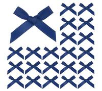 M METERXITY 100-Pack Mini Craft Ribbon Bow,1x1.6 Inch Checkered Fabric Satin Ribbon Bows Boutique for Craft DIY/Treat Bags/Hair Bow Sewing/Wedding/Birthday/Party[Cyan]