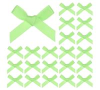 M METERXITY 100-Pack Mini Craft Ribbon Bow,1x1.6 Inch Checkered Fabric Satin Ribbon Bows Boutique for Craft DIY/Treat Bags/Hair Bow Sewing/Wedding/Birthday/Party[Light Green]