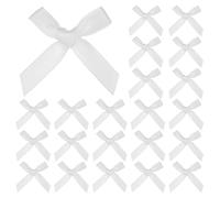 M METERXITY 100-Pack Mini Craft Ribbon Bow,1x1.6 Inch Checkered Fabric Satin Ribbon Bows Boutique for Craft DIY/Treat Bags/Hair Bow Sewing/Wedding/Birthday/Party[White]
