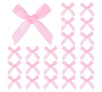 M METERXITY 100-Pack Mini Craft Ribbon Bow,1x1.6 Inch Checkered Fabric Satin Ribbon Bows Boutique for Craft DIY/Treat Bags/Hair Bow Sewing/Wedding/Birthday/Party[Pink]