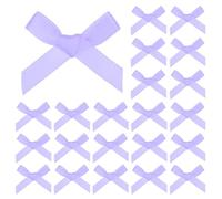 M METERXITY 100-Pack Mini Craft Ribbon Bow,1x1.6 Inch Checkered Fabric Satin Ribbon Bows Boutique for Craft DIY/Treat Bags/Hair Bow Sewing/Wedding/Birthday/Party[Lilac]