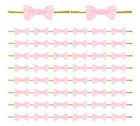 M METERXITY 100-Pack Mini Craft Ribbon Bow Twist Ties,1.2x0.6 Inch Twist Tie Bows Satin Ribbon Tie Bows for Craft DIY/Baked Goods/Hair Bow Sewing/Wedding/Birthday/Party[Light Pink]