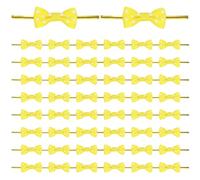 M METERXITY 100-Pack Mini Craft Ribbon Bow Twist Ties,1.2x0.6 Inch Twist Tie Bows Satin Ribbon Tie Bows for Craft DIY/Baked Goods/Hair Bow Sewing/Wedding/Birthday/Party[Light Yellow]