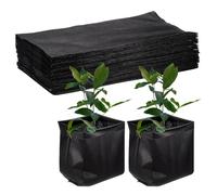 M METERXITY 100-Pack Nursery Growing Bags, 11.8" x 11.8" Non-Woven Plant Nursery Bags, Fabric Seeding Pots Pouch for Seed Starting/Soil Transplant/Home Garden Supply [Black]