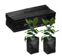M METERXITY 100-Pack Nursery Growing Bags, 7.9" x 7.1" Non-Woven Plant Nursery Bags, Fabric Seeding Pots Pouch for Seed Starting/Soil Transplant/Home Garden Supply [Black]