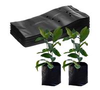 M METERXITY 100-Pack Nursery Growing Bags, 9.4" x 10.6" Thicken Plastic Nursery Bags, Gardening Seed Plant Bags for Potato/Flower/Tomato/Plant Starts/Home Gardening Supplies [Black]
