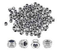 M METERXITY 100-Pack Nylon Insert Hex Lock Nuts, M2 x 0.4mm Thread 304 Stainless Steel Self-Locking Locknuts Hexagon Nut Metric Nuts for Machinery/Home Repair/Industrial Fasteners