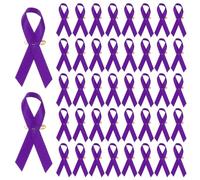 M METERXITY 100-Pack Purple Awareness Ribbons, Satin Ribbon with Safety Pins for Charity Public/Social Event/Party/Clothing Decoration, Hope Faith Awareness Lapel Brooch