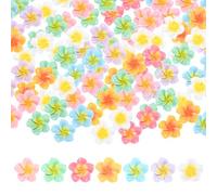 M METERXITY 100-Pack Resin Flowers, 0.79inch/2cm Artificial Plumeria Flowers Flatback Mini for DIY Crafts/Dress/Wedding/Party Decoration, Fake Hawaiian Petals [Multicolor]