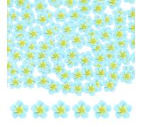 M METERXITY 100-Pack Resin Flowers, 0.79inch/2cm Artificial Plumeria Flowers Flatback Mini for DIY Crafts/Dress/Wedding/Party Decoration, Fake Hawaiian Petals [Blue]