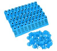 M METERXITY 100-Pack Sheep Ear Tags 001-100 Number, TPU Livestock Ear Tags for Cows/Sheep/Cattle/Pig, Farm Animal Identification Markers [Blue]