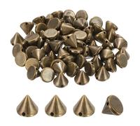 M METERXITY 100-Pack Spike Cone Studs 12x10 mm Plastic Flat Back Sew on Punk Style Spike Stud with Hole for Garments/Shoes/Bags/DIY Leather Craft/Fabric Clothes Bronze Tone