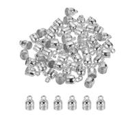 M METERXITY 100-Pack Tassel Cord End Caps, 4.8mm ID Plastic Glue in Leather Barrel Kumihimo End Tip Bead Caps for Jewelry Making/Bracelets/DIY Pendant, Cord Terminators [Silver Tone]