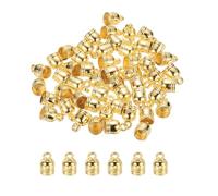 M METERXITY 100-Pack Tassel Cord End Caps, 4.8mm ID Plastic Glue in Leather Barrel Kumihimo End Tip Bead Caps for Jewelry Making/Bracelets/DIY Pendant, Cord Terminators [Light Gold]