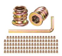 M METERXITY 100-Pack Threaded Inserts for Wood 1/4-20x10mm Gold Tone