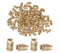 M METERXITY 100-Pack Threaded Inserts - M2 x 6mm L x 3.5mm OD Brass Heat Set Insert Nuts, for 3D Printing Components/Plastic Parts/Miniature Electronics Female Metric Knurled Nuts