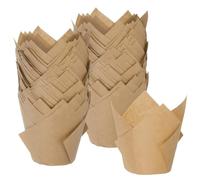 M METERXITY 100-Pack Tulip Cupcake Liners, Standard Size Heat-Resistant Greaseproof Paper Baking Cups for Wedding/Birthday Party/Christmas, Cupcake Wrapper[Mocha]