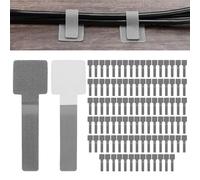 M METERXITY 100-Pack Under Desk Cable Management, 3.5 x 1.1 Inch Enhanced Self-Adhesive Cord Organizer for Desk/PC/Home/Wall/Office Essentials, No-Drill Loop Cable Ties [Gray]