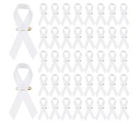M METERXITY 100-Pack White Awareness Ribbons, Satin Ribbon with Safety Pins for Charity Public/Social Event/Party/Clothing Decoration, Hope Faith Awareness Lapel Brooch