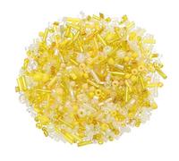 M METERXITY 1000-Pack Mixed Glass Seed Beads, 1-4mm/0.04-0.16 Inch Tube Mini Glass Bugle Beads for DIY Earrings/Necklaces/Bracelets/Jewelry Making [Yellow]