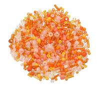 M METERXITY 1000-Pack Mixed Glass Seed Beads, 1-4mm/0.04-0.16 Inch Tube Mini Glass Bugle Beads for DIY Earrings/Necklaces/Bracelets/Jewelry Making [Orange]