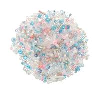 M METERXITY 1000-Pack Mixed Glass Seed Beads, 1-4mm/0.04-0.16 Inch Tube Mini Glass Bugle Beads for DIY Earrings/Necklaces/Bracelets/Jewelry Making [Blue Pink]