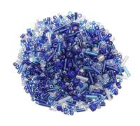 M METERXITY 1000-Pack Mixed Glass Seed Beads, 1-4mm/0.04-0.16 Inch Tube Mini Glass Bugle Beads for DIY Earrings/Necklaces/Bracelets/Jewelry Making [Dark Blue]
