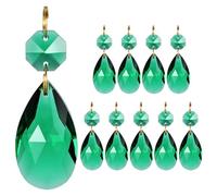 M METERXITY 10PCS Crystal Suncatcher 1 Teardrop Prisms Pendants Ornament, 38mm Chandelier Hanging Crystal Sun Catcher Beads for Home Garden Windows Wedding DIY Decoration [Peacock Green]