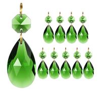 M METERXITY 10PCS Crystal Suncatcher 1 Teardrop Prisms Pendants Ornament, 38mm Chandelier Hanging Crystal Sun Catcher Beads for Home Garden Windows Wedding DIY Decoration [Medium Green]