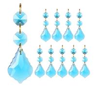 M METERXITY 10PCS Crystal Suncatcher 2 Leaves Prisms Pendants Ornament, 38mm Chandelier Hanging Crystal Sun Catcher Beads for Home Garden Windows Wedding DIY Decoration [Sapphire Blue]