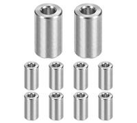M METERXITY 10PCS M5 304 Stainless Steel Spacers 5mm ID x 10mm OD x 18mm l Metal Screw Standoff Bushing Plain Finish Round Spacer 304 Stainless Steel for Screws Bolts Silver