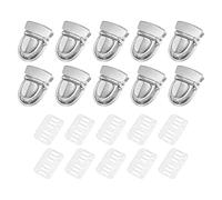 M METERXITY 10Pcs Tuck Lock Clasp Catch (30x42mm, Silver)- Purse Thumb Lock Purse Clasp Buckle Fasteners Metal Clasp Clip Tongue Press Apply to DIY Handbag/Purse/Wallet/Leather Bag