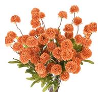M METERXITY 12-Pack Artificial Chrysanthemum Ball Flowers,20 Inch 5-heads Faux Chrysanthemum Silk Bouquets Real Touch Faux Flowers for Home/Wedding/Christmas/Party[Orange]