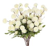 M METERXITY 12-Pack Artificial Chrysanthemum Ball Flowers,20 Inch 5-heads Faux Chrysanthemum Silk Bouquets Real Touch Faux Flowers for Home/Wedding/Christmas/Party[White]